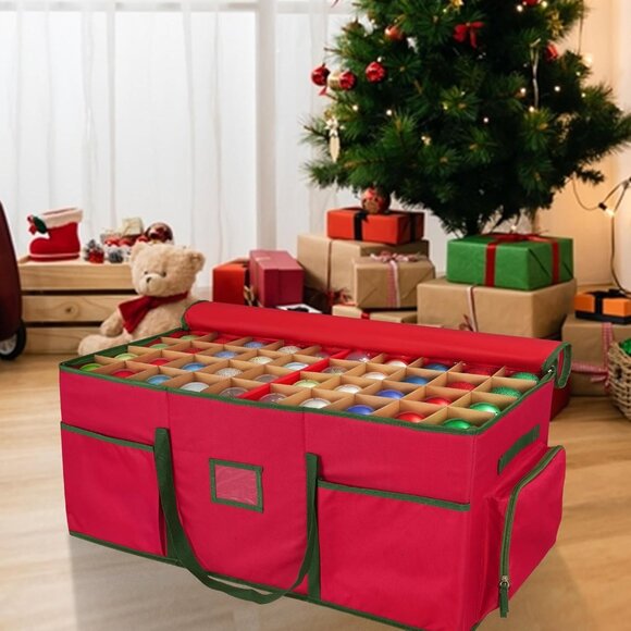 Christmas Ornament Storage Box -Up to 160 Holiday Ornaments with Adjustable Divi - Picture 7 of 7